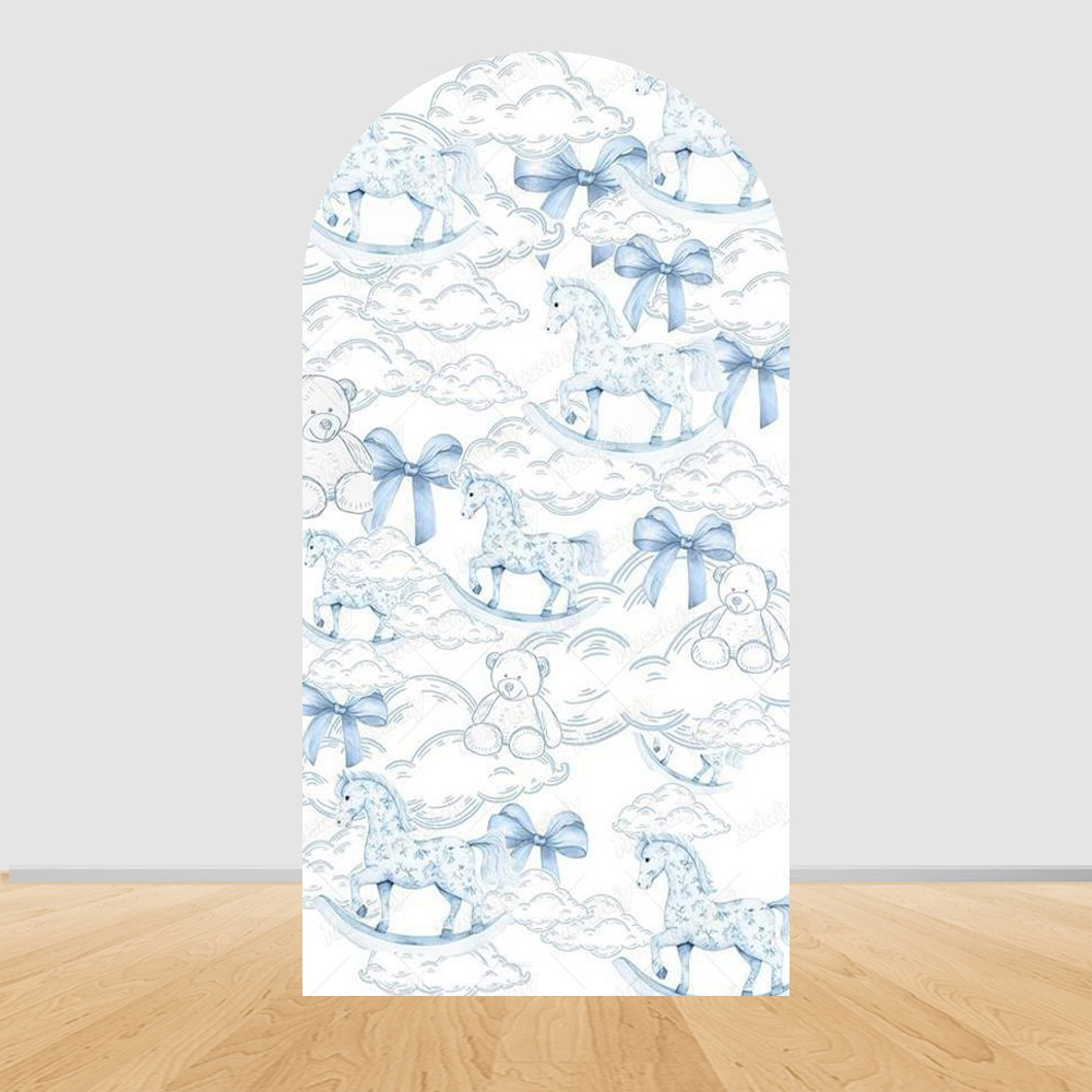 Blue Floral Bow Arch Backdrop  - Photography Lighting Backdrop 评论和价格