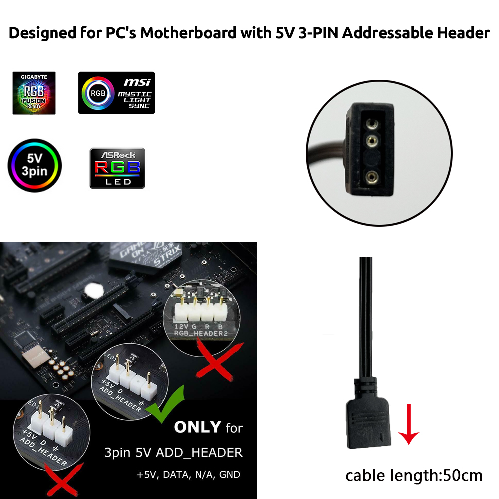5V ARGB 3Pin Header for Asus A - Photography Lighting Game 评论和价格